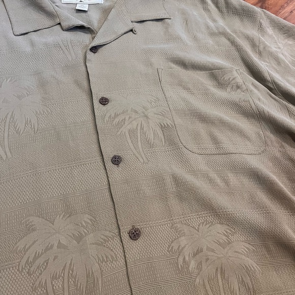 Tommy Bahama silk shirt men’s XXL tan brown button down short sleeve Palm Trees - Picture 2 of 9
